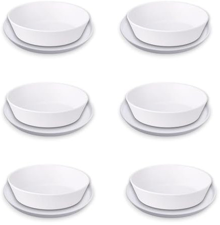 KORAT - Set da Tavola in Melamina TERRACOTTA da 12 pezzi, Servizio Piatti Fondi e Piani, Set da 6 persone - Infrangibile, Lavabile in Lavastoviglie - Plastica rigida