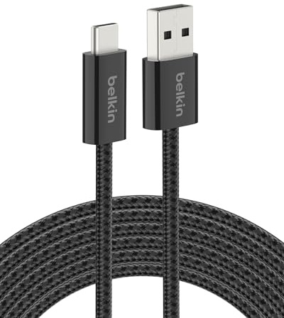 Belkin USB A to USB C Cable, 10 Feet 15W - Type C Charger, iPhone Charger Cord, Soft Braided Flexible for iPhone 17 & 16, Galaxy S25, Pixel 10, iPad Pro, Airpods Pro, Switch and More | iPhone 15/16/17, Samsung Galaxy S26, Pixel 10, Airpods, iPad, Nintendo Switch 2, Steam Deck, Travel, Carplay, Car Charger