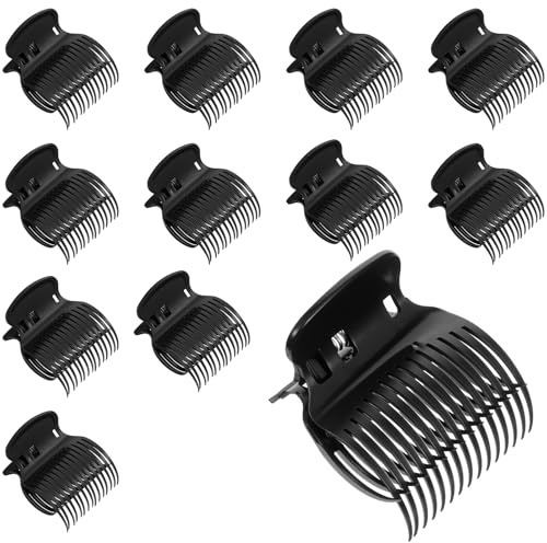 YUXIANLB 12 Stück Heißwickler Clips Kunststoff Haarlockenwickler Klauenclips für das Styling von Haarpartien tägliche Pflege Frisieren Schwarzes leichtes Zubehör für Zuhause Salon unterwegs