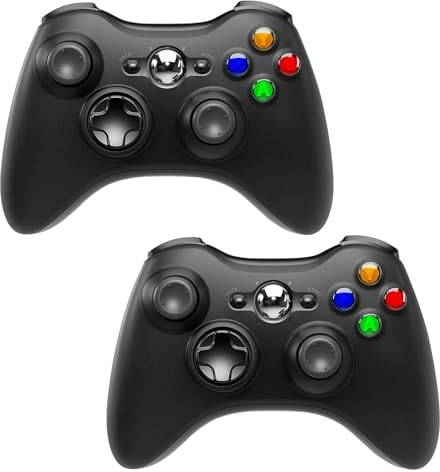 2 Pack Wireless Controller for Xbox 360,2.4GHZ Game Joystick Controller | Gamepad for Xbox 360 & Slim Console and PC Windows 7/8/10,No Audio Jack,Black