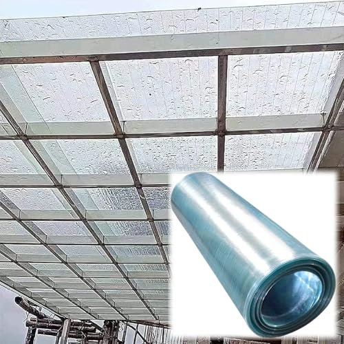 Dachplatten aus Polycarbonat,Gewächshausplatte Glasfaserplatte Transparente Regenfest Isolierung Stoßsicheren Stegplatten Ersatzplatten für Dach Balkon Carport,Leicht zu Schneiden, 2mm(3.3x32.8ft)