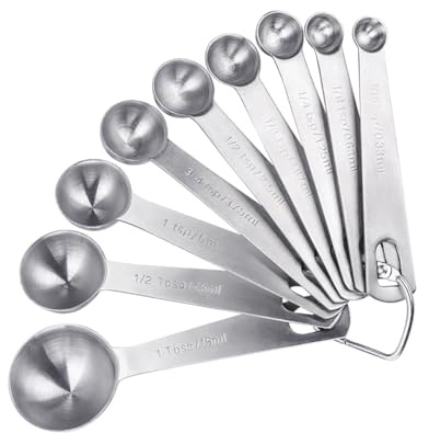 9 Pcs Stainless Steel Measuring Spoons Liquid Ingredients Measuring Spoons Spice Jar Teaspoon Baking Measuring Tablespoon Cooking Measure Scoop Sugar Spice Measuring Spoon