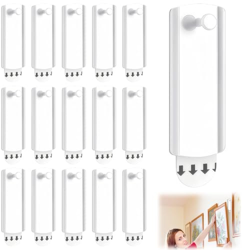 16 Pièces Accroche Tableau Sans Percer, Grand Accroche Universelle Adhésive pour Tableaux Forte Capacité de Charge Crochets pour Tableaux Autocollants Accrocher des Tableaux Cadres (Blanc)