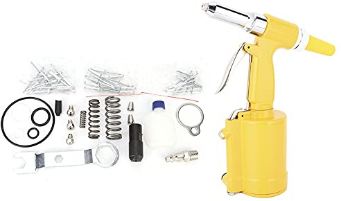Pneumatic Rivet Gun, Air Riveter Tool with 0.09/0.13/0.16/0.19in Gun Mouths, Style Inlet Connector, Professional Riveting Tool for Car and Motorcycle Repair, Aviation Alum