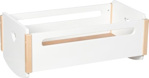 goki 51432 – dockvagga hjärta, 52,2 x 30,3 x 22 cm, vit och natur, docksäng i trä med gungskenor