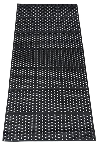 SUNNYNEST Rubber Matting Non-Slip, 5mm Thick Drainage Floor Mat – Heavy Duty Commercial & Home Use for Garage, Pool, Restaurant, Bathroom, Patio, Indoor & Outdoor (210x90cm)