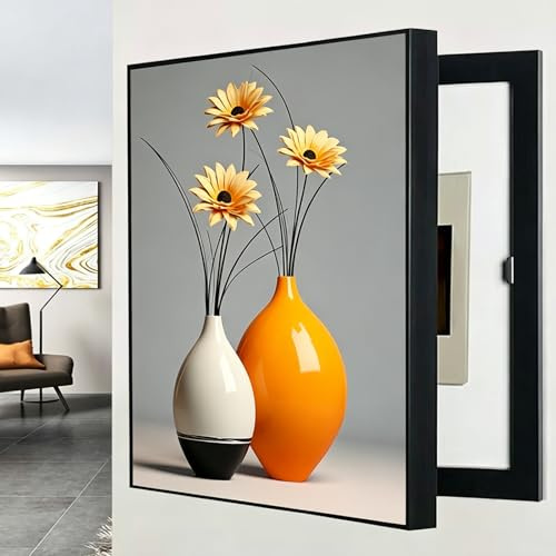 Dekorative Sicherungskasten Abdeckung, Aluminiumrahmen Stromkasten Verkleidung Verstecktes Design mit linksseitiger Öffnung Wandbild Wohnkultur für Büro Esszimmer Wohnzimmer Flur (70x50 cm)
