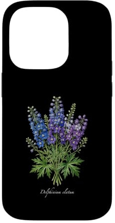 Custodia per iPhone 14 Pro Delphinium pianta illustrazione Delphinium elatum