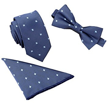 WANYING Herren Klassische 6 * 12cm Fliegen Schleife & 6cm Schmale Krawatte & 22 * 22 cm Einstecktuch 3 in 1 Sets