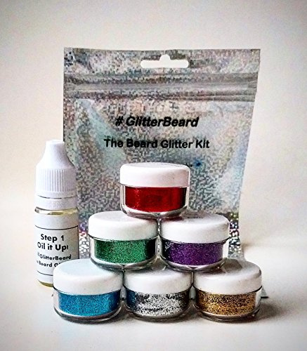 Glitterskägg med 6 färger set skäggglitter kit, skäggolja + glitter. Festivaler, julfest