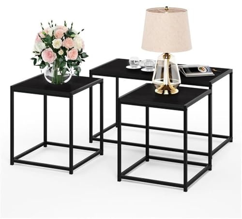 Furinno Camus Modern Living Room Coffee Table with 2 End Tables Set, Americano