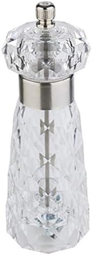APS Salzmühle „Diamond“, Salzspender, transparentes Salzgefäß aus Acryl, Mahlwerk aus Carbonstahl, Mahlgrad stufenlos einstellbar, Ø 6 cm, Höhe 18 cm