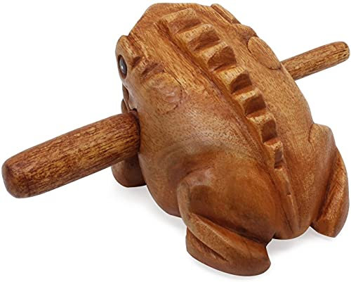 Aeloa Holzfrosch Thai Traditionelles Holz Handwerk Haushaltsmusikinstrument für Büro Haus Zimmer Tische Deko