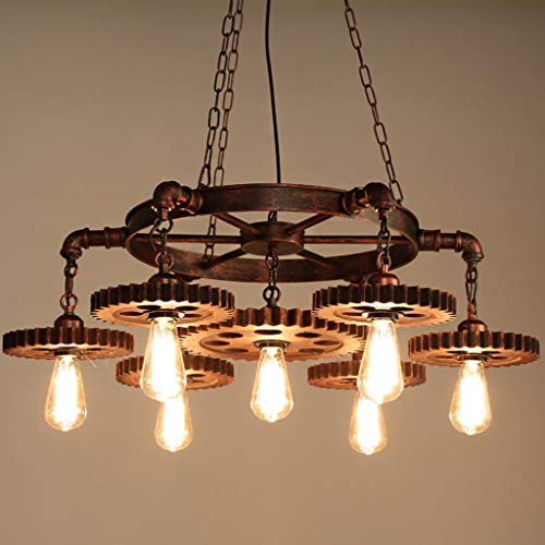 AHQX Edison Wohnzimmer Pendelleuchten E27 Hängelampe Industrielle Kronleuchter Schmiedeeisen Retro Hängeleuchte Vintage Kronleuchter Schlafzimmer Küche Dekoration Pendellampe 7 Licht