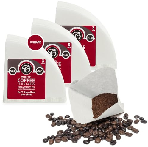300 Size V01 White Coffee Filter Papers, Compatible with Size 01 by EDESIA ESPRESS