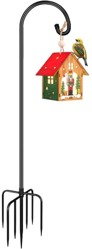 Derkniel Shepherd Hook 190 cm hoch, robuste Metall-Gartenhängestange für Vogelfutterstangen, Pflanzkörbe, Schwarz (1 Stück)