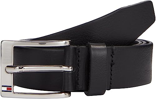 Tommy Hilfiger Uomo Cintura New Aly Belt Cintura in Pelle, Nero (Black), 110 cm