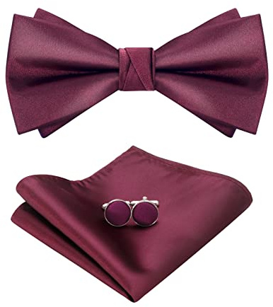 HOULIFE Fliege Herren Set Verstellbare Fliege aus Satin Vorgebunden Fliege | Verstellbares Band, Einheitsgröße für alle, Leicht zu tragen, Geschenkbox-Paket, für Party & Hochzeit
