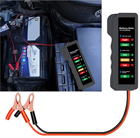 Car Battery Tester 12V Battery Load Checker Analyzer,Alternator Charging Tester with LED Indicator Light for 12V Vehicle/RV/Boat/Motorcycle