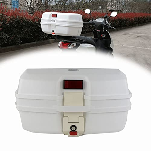 Wnanch 47L Top Case Motorradkoffer, Heck Koffer, Fahrradbox Motorrad Roller Rollerkoffer Topcase Koffer Passend Für 2 Helme Topcase (Color : Weiß)