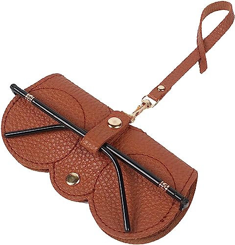 Vagbalena Weiche Leder Sonnenbrillen Tasche Leder Brillenetui Halter tragbar tragbare ultra dünne Reise-Sonnenbrillen Tasche weiche Brillen Tasche Handgelenk Brillen Tasche (Eine Größe,Braun)