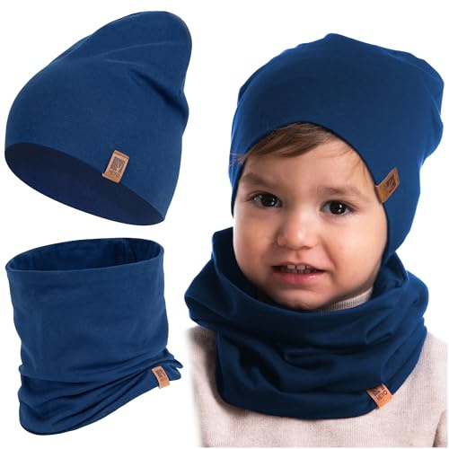 HEYO Kinder Set Beanie Mütze Schlauchschal Baumwolle Rundschal weich Mädchen Jungen Herbst Frühling Frühlingsset Herbstset