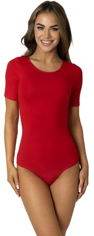 Alkato Body Donna Manica Corta | Alkato Body Donna con Scollo Tondo e Chiusura con Bottoni a Pressione Cotone