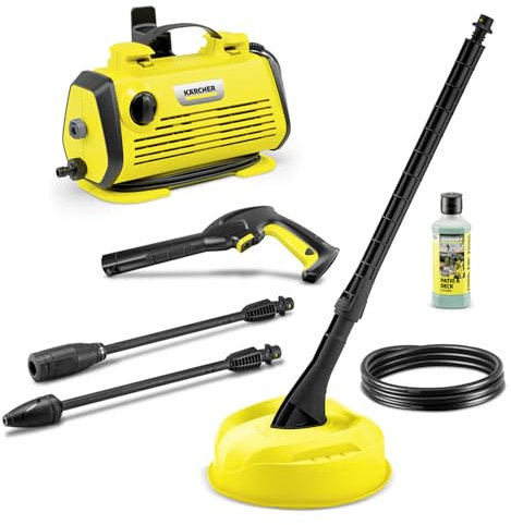 Kärcher K 3 Horizontal Plus Home Idropulitrice ad Alta Pressione, 1600W, 120 bar, 2 lance, lavasuperfici, Orizzontale, Idropulitrice elettrica acqua fredda compatta, Giallo/Nero
