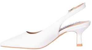 Scarpe Donna con Tacco Basso 4,5cm Comodo Slingback Eco Pelle a Punta Chiusa Decolletè con Cinturino (Bianco, 38)