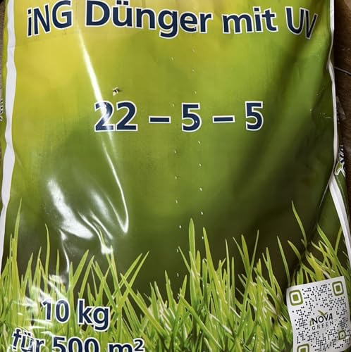 10 kg Rasendünger mit Unkrautvernichter 22-5-5 gegen Rasenunkräuter für 500 m² - Bekämpfung von Rasenbeikräutern