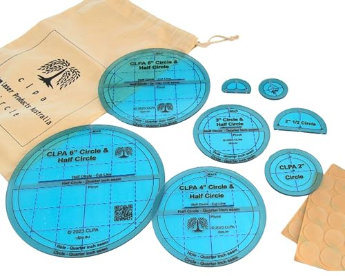 Plantilla de acolchado acrílica circular CLPA de 6 — Plantillas de acolchado acrílicas | Patchwork y patchwork inglés | Plantilla de regla de acolchado | PETG transparente | Hecho en Australia