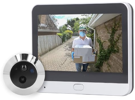 Caméra Judas pour Visionneuse de Porte, Sonnette Vidéo Numérique WiFi avec Vision Nocturne et Détection de Mouvement, Caméra de Porte Numérique à écran LCD IPS de 4,3 Pouces
