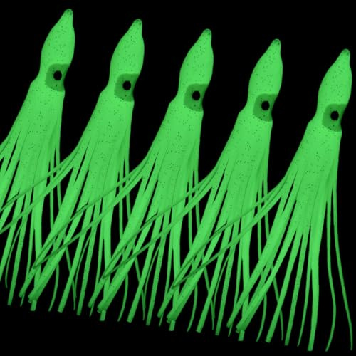 VURYAPI 5 Piezas Luminoso Cebos de Calamar Cebos de Vinilo 35g Pesca Camarones Señuelo Cebo de Calamar para Atún Sepia Pulpo