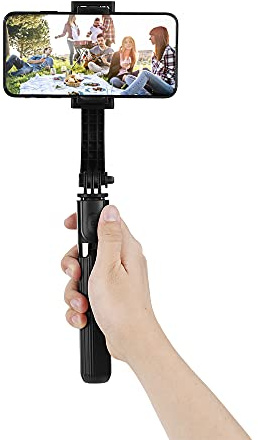 Stabilisateur de Cardan pour Perche à Selfie, Trépied Rotatif à 360 °, Support de Téléphone Portable L08, Stabilisateur de Trépied pour Smartphone, Enregistrement Vidéo Vlog, Noir