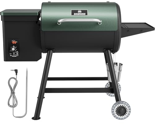 Elektrischer Pelletgrill, 456 SQ, Kochbereich, Pelletsmoker mit automatischer Zufuhr und PID-Regler, 260 °C, maximale Temperatur, 8-in-1-Grill mit Fleischsonde und Beistelltisch mit Haken