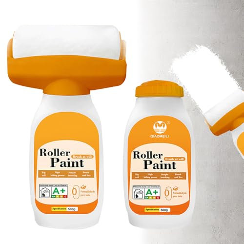 WDKXCN 2 Stück Wandfarbe Ausbessern Weiß, Ausbesserungsfarbe Weiss, Weiße Farbe Wand Ausbessern, Wandreparatur-Rollbürste mit Wandreparaturpaste für Graffiti Kratzer Flecken Risse, Beschädigte Wände