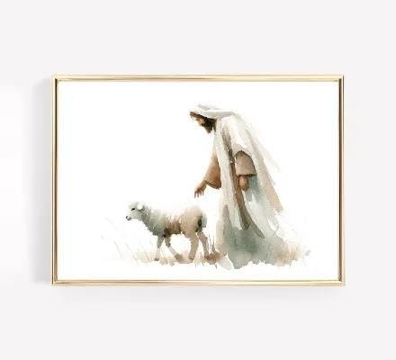 Yocheng Paraboles de Jésus Affiche Croyants Chrétiens Aquarelle Peinture Impression Sur Toile Porche Maison Mur Art Décoration Peinture Suspendue 40x50cm sans cadre