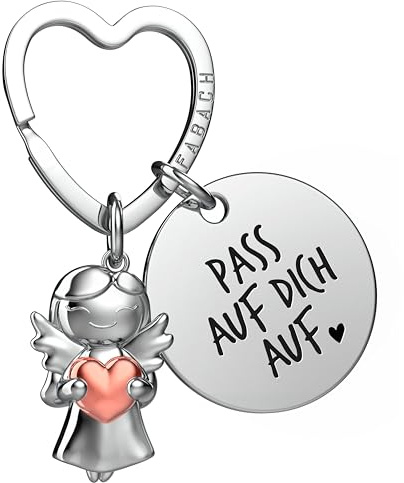 FABACH Liebe Schlüsselanhänger Schutzengel Glücksbringer mit Herz und Gravur - Ich liebe dich Schlüsselanhänger Partner - Freundin Geschenk Liebe - Engel Schlüsselanhänger Liebesgeschenke
