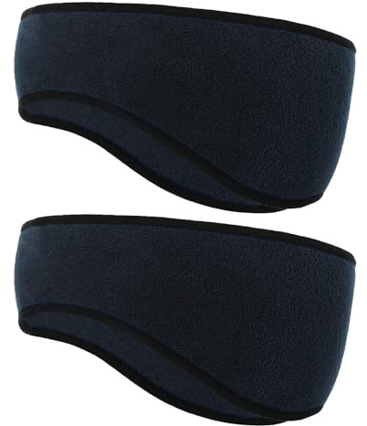 GWAWG Winter Headband Ear Warmer - 2 Pack Warm Cozy Fleece Stretchy Ear Muff with Full Cover for Outdoor Sports, Running, Hiking, Cycling, Tennis, Jogging (Blue)