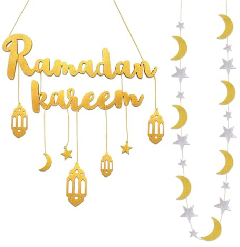 Ramadan Deko - Eid Mubarak Dekoration, Umrah Mubarak Deko, Eid Mubarak Karten, Premium, Girlande als Dekoration für Ramadan - Qualität Ramadan Dekoration und Eid DekoDeko zum Basteln für Kinder und