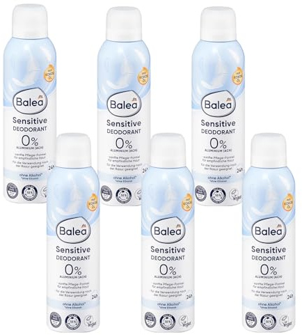 Balea Deospray Deodorant Sensitive | 6x 200ml | ohne Aluminium & Alkohol