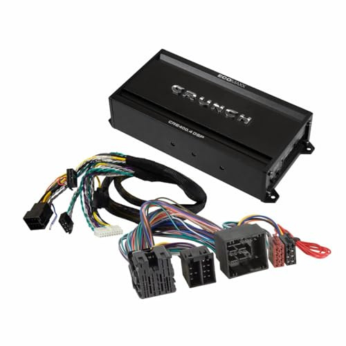 CRUNCH CRE400.4DSP-ISO.M16-4 CH klass A/B bilförstärkare – kompatibel med Ford, BMW – 4 x 50 W RMS och 6 CH 32-bitars DSP – integr. Bluetooth för ljudångning och app