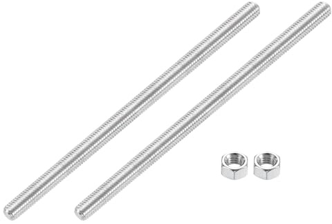 QUARKZMAN 3/8-16 Tige Filetée Complète, 2 Pcs 304 Acier Inoxydable Long Vis Filetée 8 Longueur Filet à Droite Pour Montage Meubles Assemblage Fixation