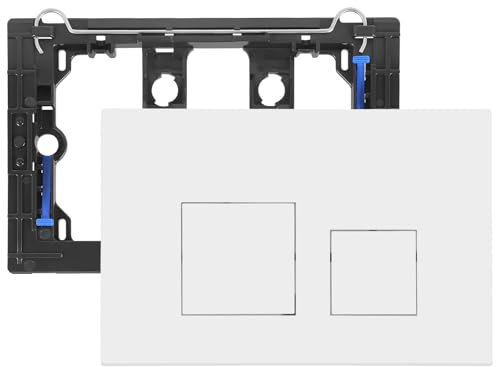 Plaque De Commande Wc,Plaque De Déclenchement,Double Déchargement,Avec Jeu De Tiges D'Échappement,Cadre De Fixation,Plaque D'Actionneur Compatible Avec Geberit Sigma 01,20,30,50,Up 320,300 (Blanche)