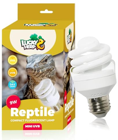 LUCKY HERP UVB Lampe Terrarium, Reptilien UVA UVB Lampe 9W 10.0, MINI UV Lampe Terrarium für Schildkröte, Bartagamen, Schlangen, Eidechsen, Geckos, Vögel
