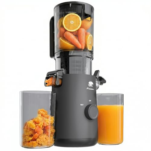 Juicer Machines, Cold Press Juicer with 5.3 Extra Large Feed Chute and Powerful AC Brushless Motor Fit Whole Fruits & Vegetable, High Juice Yield, BPA Free, Extra one Replace juicer strainer
