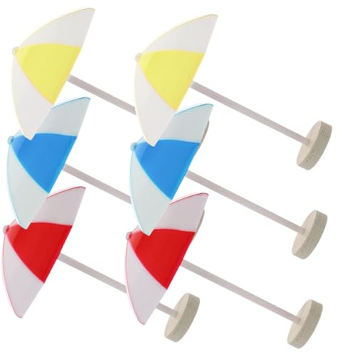 ORFOFE 6pcs Miniature Beach Umbrellas for Doll House Mini Sun Umbrella Red Blue Yellow Micro Landscape Decorations Lightweight Handcraft Accessory