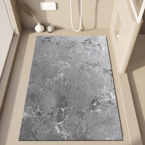 Pevfeciy - Alfombrilla de ducha antideslizante, 60 x 100 cm, alfombra de baño con agujero de drenaje, baño mate, bañera de Luffa, PVC, diseño de mármol para zonas húmedas