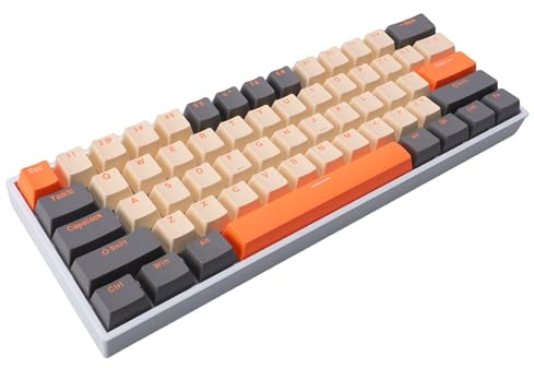 Fabater Teclado Mecánico Inalámbrico 60%, Teclado para Juegos 2.4G//de 3 Modos, Retroiluminación RGB, Interruptor Azul, Inalámbrico Recargable de 61 Teclas (Orange)