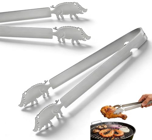 Grillzange Motiv Wildschwein, Edelstahl Bratwurstzange, Jagdgeschenk Jäger Geschenk, Grillbesteck für Steak, Fisch, Gemüse, Ideal Zum Grillen, Spülmaschinengeeignet, Männergeschenk